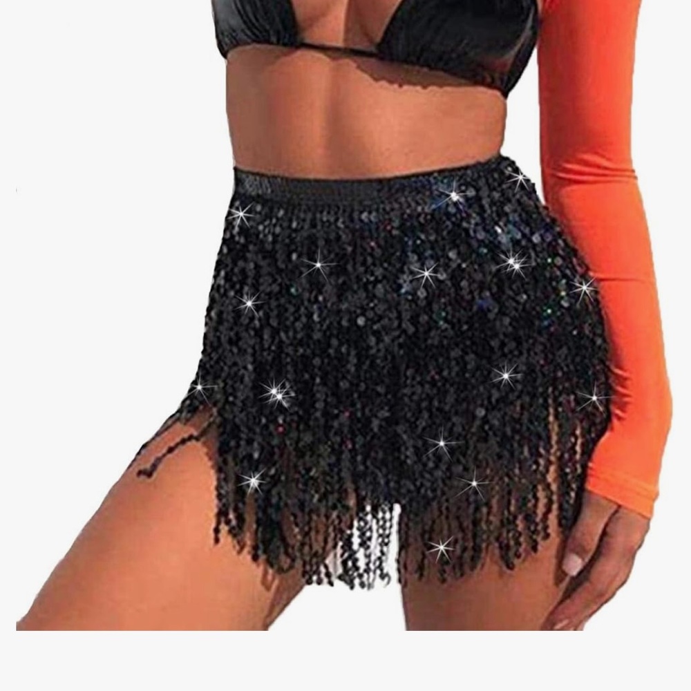 Sequin Tassel Hip Scarf